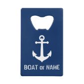 Uw boot of naam Nautical  Anker Navy Creditkaart Flessenopener (Voorkant)