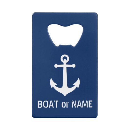 Uw boot of naam Nautical  Anker Navy Creditkaart Flessenopener (Voorkant)