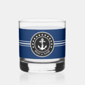 Uw boot of naam nautische anker touw sterren whisky glas (Links)