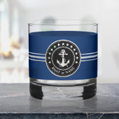 Uw boot of naam nautische anker touw sterren whisky glas