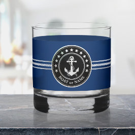 Uw boot of naam nautische anker touw sterren whisky glas