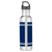 Uw bootnaam Anchor & Oars White Stripes Waterfles (Achterkant)