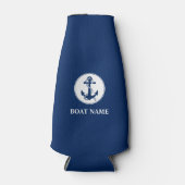Uw Bootnaam Anchor & Rope Blue Flesjeskoeler (Voorkant)