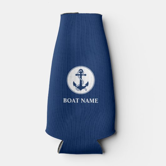 Uw Bootnaam Anchor & Rope Blue Flesjeskoeler (Voorkant)
