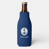 Uw Bootnaam Anchor & Rope Blue Flesjeskoeler (Fles Voorkant)