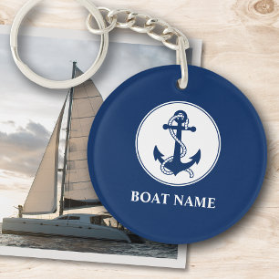 Uw bootnaam Anchor & Rope Navy Blue 2, bediend Sleutelhanger