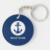 Uw bootnaam Anchor & Rope Navy Blue 2, bediend Sleutelhanger (Achterkant)