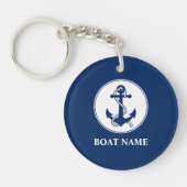 Uw bootnaam Anchor & Rope Navy Blue 2, bediend Sleutelhanger (Voorkant)