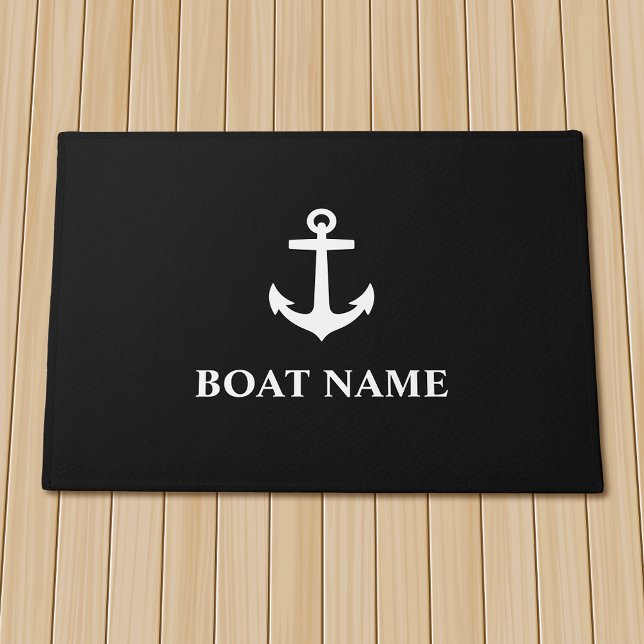 Uw bootnaam Anchor Zwart Deurmat (Several sizes to choose from.)