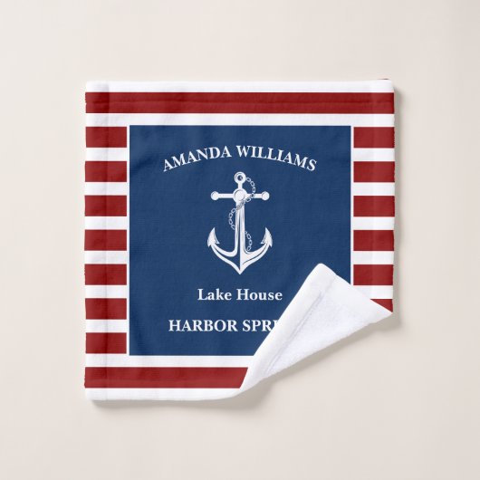 Uw Bootnaam Anker Bad Handdoek (Wasdoekje)