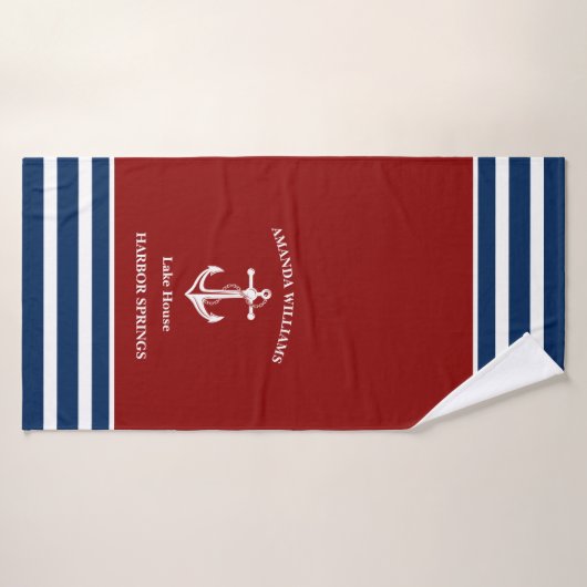 Uw bootnaam anker badhanddoek set (Badhanddoek)