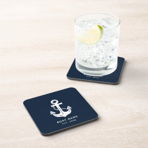 Uw bootnaam anker blauw  bier onderzetter