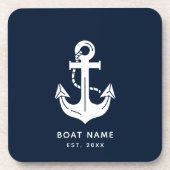 Uw bootnaam anker blauw bier onderzetter (Voorkant)
