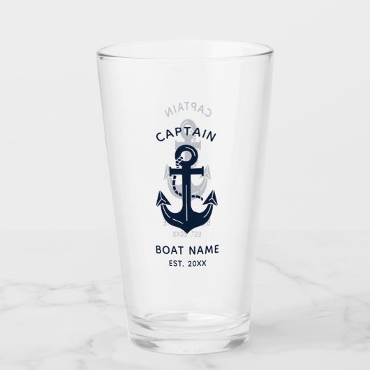 Uw bootnaam Anker Blauw Glas (Voorkant)