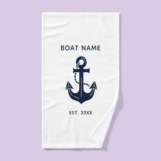Uw bootnaam Anker Blauw  Handdoek (Handdoek)