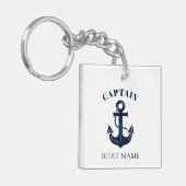 Uw bootnaam Anker Blauw Kapitein Sleutelhanger (Voorkant Links)