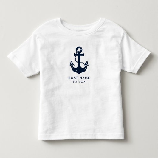 Uw bootnaam Anker Blauw Kinder Shirts (Voorkant)