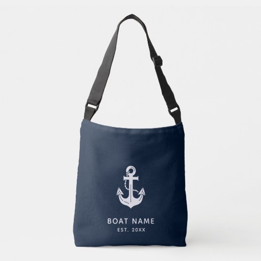 Uw bootnaam Anker Blauw Nautilus Crossbody Tas (Voorkant)