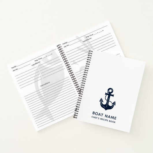 Uw bootnaam anker blauw notitieboek (Binnen)