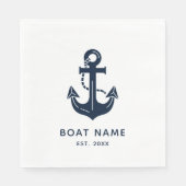 Uw bootnaam Anker Blauw Servet (Voorkant)