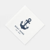 Uw bootnaam Anker Blauw Servet (Hoek)