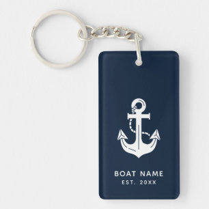 Uw bootnaam Anker Blauw Sleutelhanger
