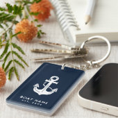 Uw bootnaam Anker Blauw Sleutelhanger (Voorkant Rechts)