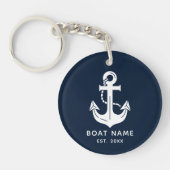 Uw bootnaam Anker Blauw  Sleutelhanger (Voorkant)