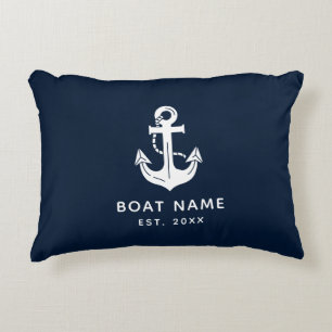 Uw bootnaam Anker Blauw Strandhuis Accent Kussen