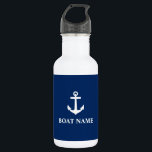 Uw Bootnaam Anker Blauw Wit Waterfles<br><div class="desc">Uw Bootnaam Anker Blauw Wit Waterfles</div>