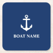 Uw Bootnaam Anker Blue an0a Kartonnen Onderzetters (Voorkant)