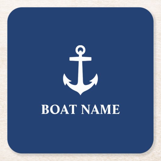 Uw Bootnaam Anker Blue an0a Kartonnen Onderzetters (Voorkant)