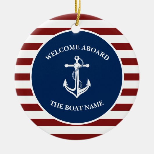 Uw Bootnaam Anker Keramisch Ornament (Voorkant)