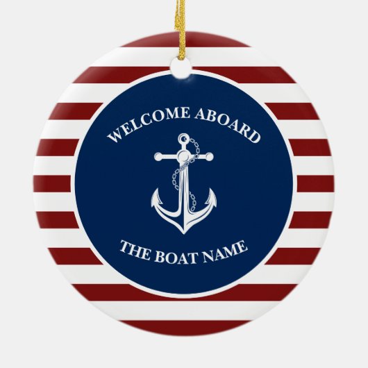 Uw Bootnaam Anker Keramisch Ornament (Achterkant)