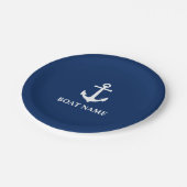 Uw Bootnaam  Anker Navy Blue 7" Papieren Bordje (Gekanteld)
