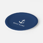 Uw Bootnaam Anker Navy Blue 7" Papieren Bordje (Gekanteld)