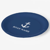 Uw Bootnaam Anker Navy Blue 9" Papieren Bordje (Gekanteld)