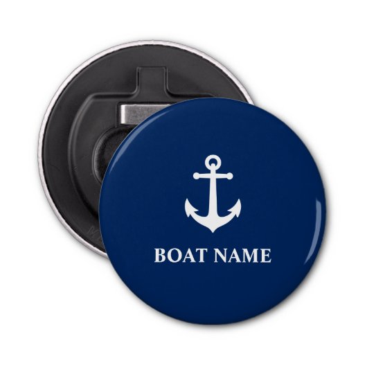 Uw bootnaam  Anker Navy Blue Button Flesopener (Voorkant)
