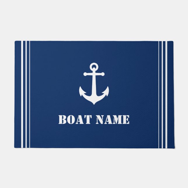 Uw bootnaam  Anker Navy Blue Entryway Deurmat (Voorkant)