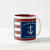 Uw Bootnaam Anker Tweekleurige Koffiemok (Voorkant rechts)