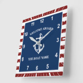 Uw Bootnaam Anker Vierkante Klok (Hoek)