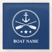 Uw Bootnaam & Ankerriemen & Sterren Glazen Onderzetter (Voorkant)