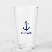 Uw Bootnaam Blauw Klassiek Balanker Glas (Voorkant)