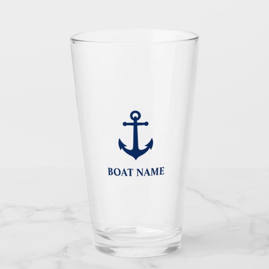 Uw Bootnaam Blauw Klassiek Balanker Glas (Voorkant)