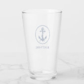 Uw Bootnaam Blauw Touw & Anker Glas (Achterkant)