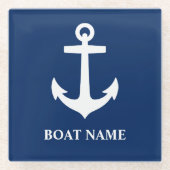 Uw bootnaam Classic Anchor Premium Onderzetter (Voorkant)