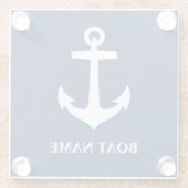 Uw bootnaam Classic Anchor Premium Onderzetter Glazen Onderzetter (Achterkant)