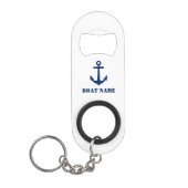 Uw bootnaam Classic Nautical Anker Navy Blue Mini Flessenopener (Voorkant)