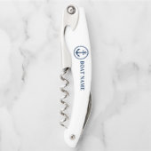 Uw bootnaam Classic Zee Anchor op wit Kurkentrekker (Voorkant)