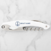 Uw bootnaam Classic Zee Anchor op wit Kurkentrekker (Voorkant)